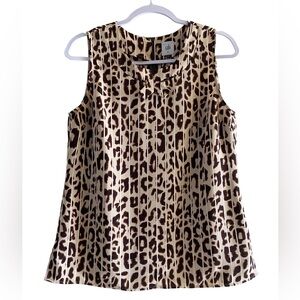 Cabi sleeveless blouse cheetah‎ print stripes women’s small business casual